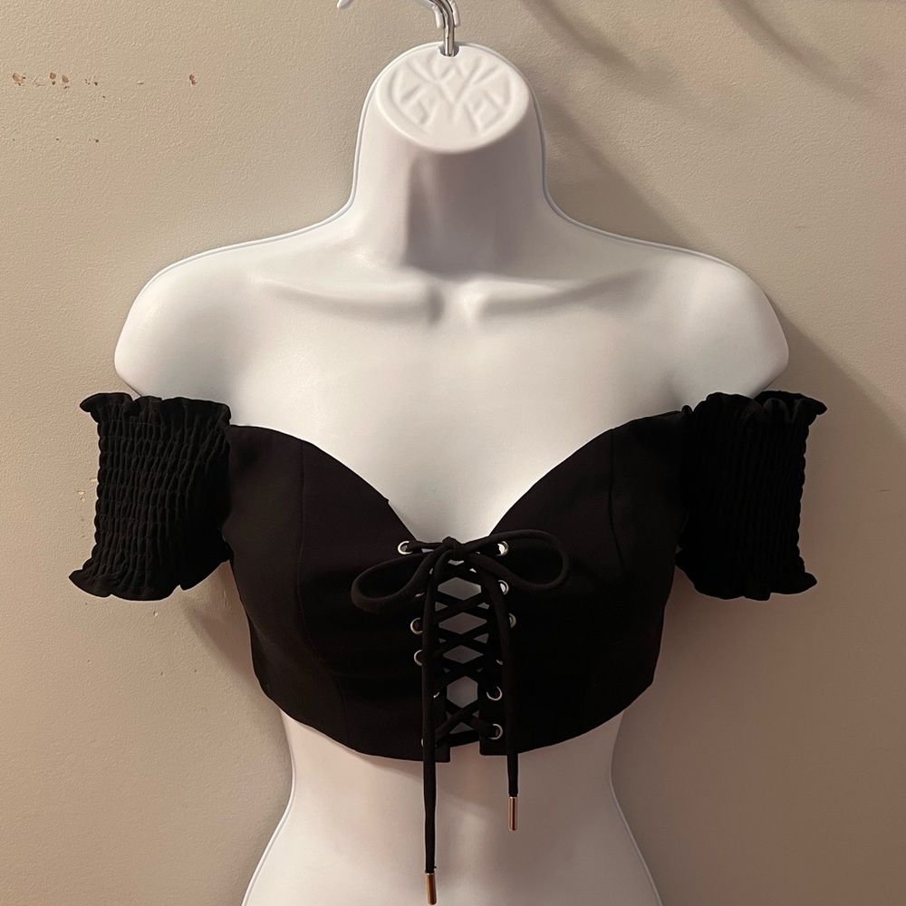 Black Off-Shoulder Corset style crop top